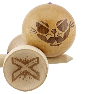 «kendama super sticky x original», rulment metalic, ața 62/65 cm, king size 7.5 x 6 x 18 cm, motan nebun Thumbnail 7