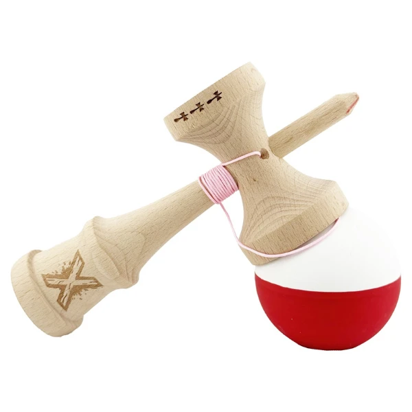 "kendama x original", profesionala, flippy, rulment metalic, ața 55 cm, cupe mari, 7 x 6 x 18 cm, alb-roșu 4