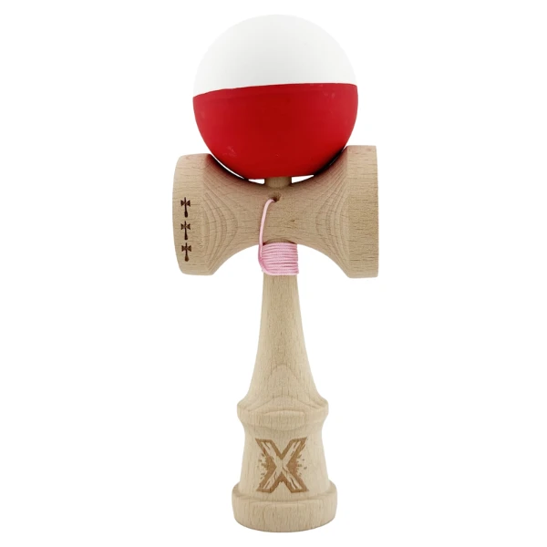 "kendama x original", profesionala, flippy, rulment metalic, ața 55 cm, cupe mari, 7 x 6 x 18 cm, alb-roșu 2