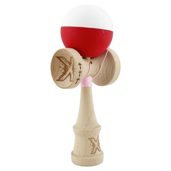 "kendama x original", profesionala, flippy, rulment metalic, ața 55 cm, cupe mari, 7 x 6 x 18 cm, alb-roșu 10