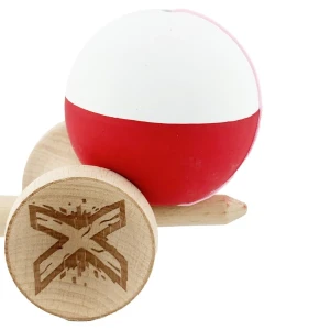 "kendama x original", profesionala, flippy, rulment metalic, ața 55 cm, cupe mari, 7 x 6 x 18 cm, alb-roșu Thumbnail 8