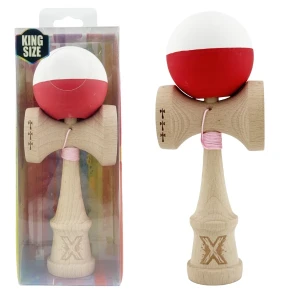 "kendama x original", profesionala, flippy, rulment metalic, ața 55 cm, cupe mari, 7 x 6 x 18 cm, alb-roșu