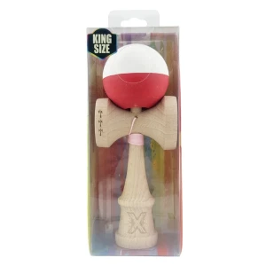 "kendama x original", profesionala, flippy, rulment metalic, ața 55 cm, cupe mari, 7 x 6 x 18 cm, alb-roșu Thumbnail 3