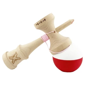 "kendama x original", profesionala, flippy, rulment metalic, ața 55 cm, cupe mari, 7 x 6 x 18 cm, alb-roșu Thumbnail 4