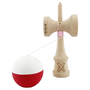 "kendama x original", profesionala, flippy, rulment metalic, ața 55 cm, cupe mari, 7 x 6 x 18 cm, alb-roșu Thumbnail 5