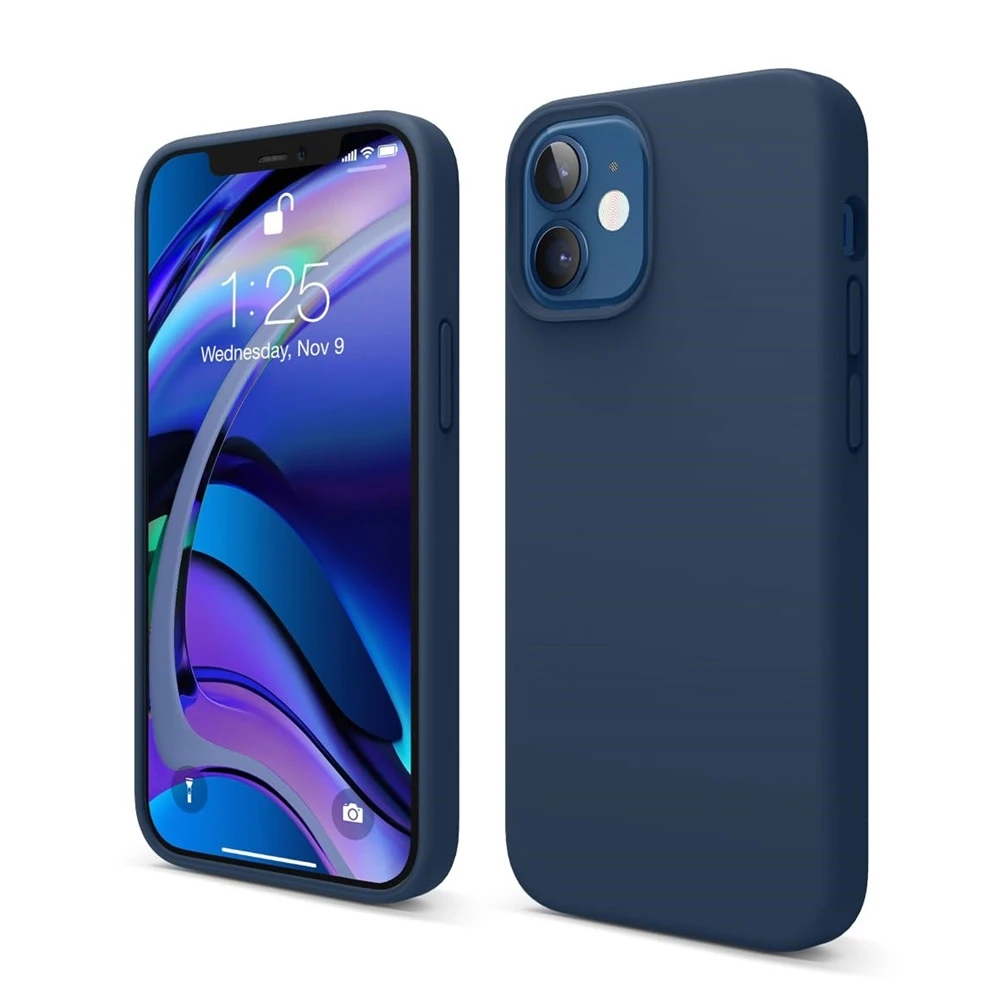 Чехол liquid silicone для iphone 12 mini, синий 2
