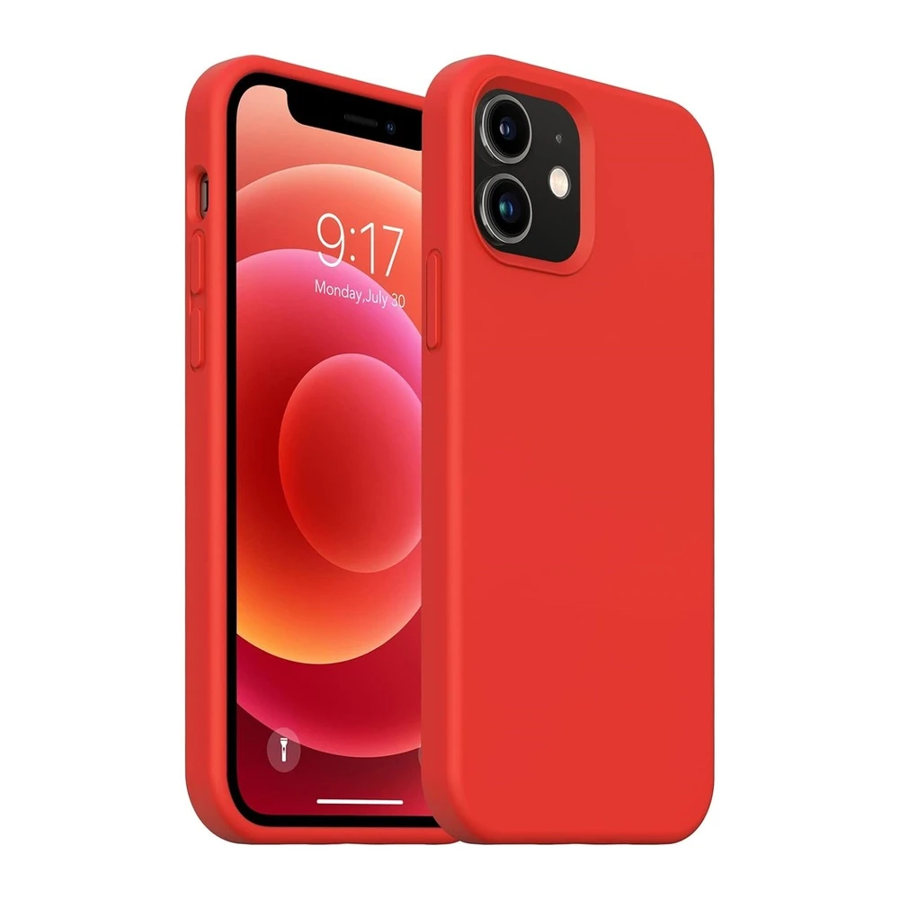 Чехол liquid silicone для iphone 12 mini, красный 2