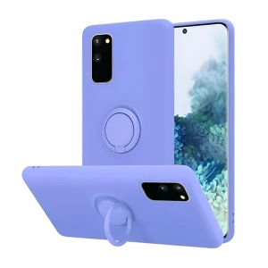 Чехол с кольцом из жидкого силикона для samsung a20, синий