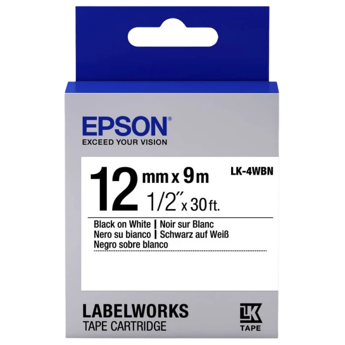Cartuş de bandă epson lk-4wbn, 12 mm x 9 m 2
