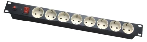 19" 1u power socket, pdu-gm0009, 8 ports,with switcher and master overload 16a, 1.8m, apc electronic