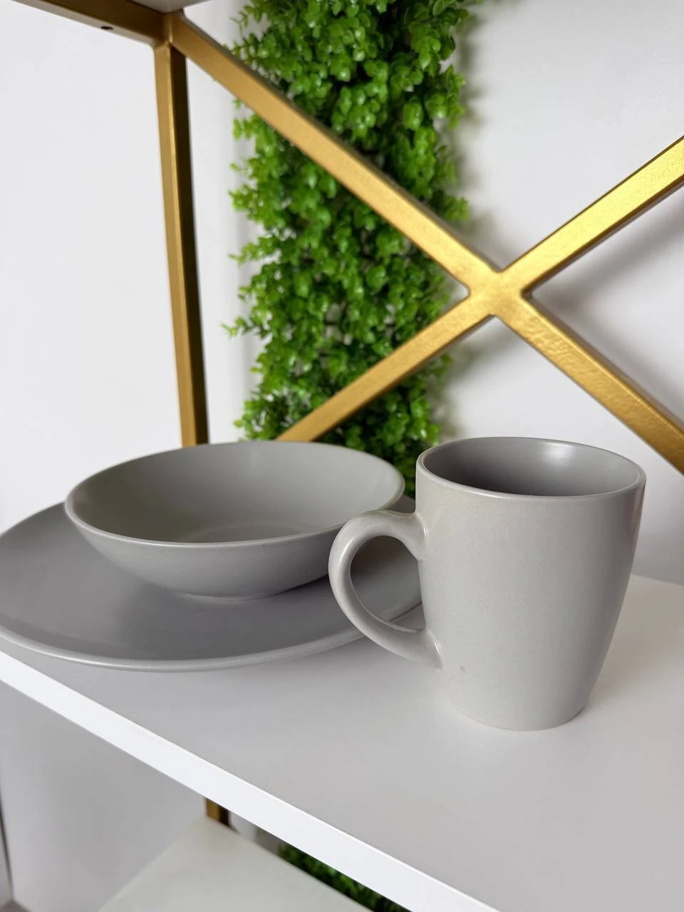 Набор тарелок и кружек 16 шт., керамика – dinner set, серо-бежевый (s211--29) 4