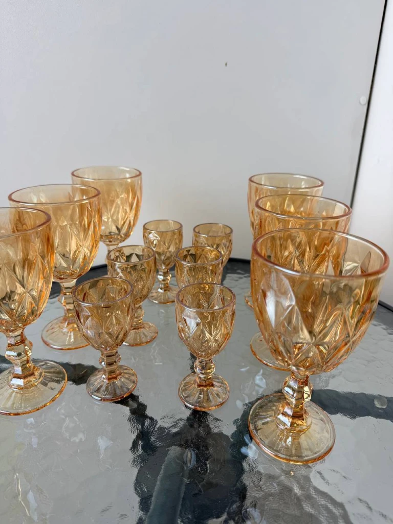 Set pahare cu picior 12 buc, culoare aurie (champagne) 320+50 ml (blb-002) 3