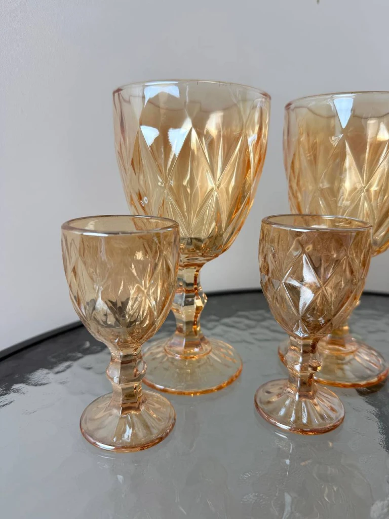 Set pahare cu picior 12 buc, culoare aurie (champagne) 320+50 ml (blb-002) 4