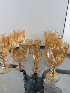 Set pahare cu picior 12 buc, culoare aurie (champagne) 320+50 ml (blb-002) Thumbnail 3