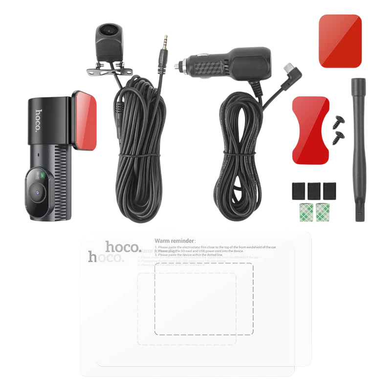 Set dash cam față și spate hoco dv8, negru 5