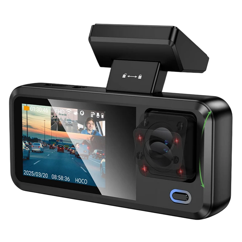 Комплект видеорегистраторов передней и задней панели автомобиля hoco dv15, черный 6