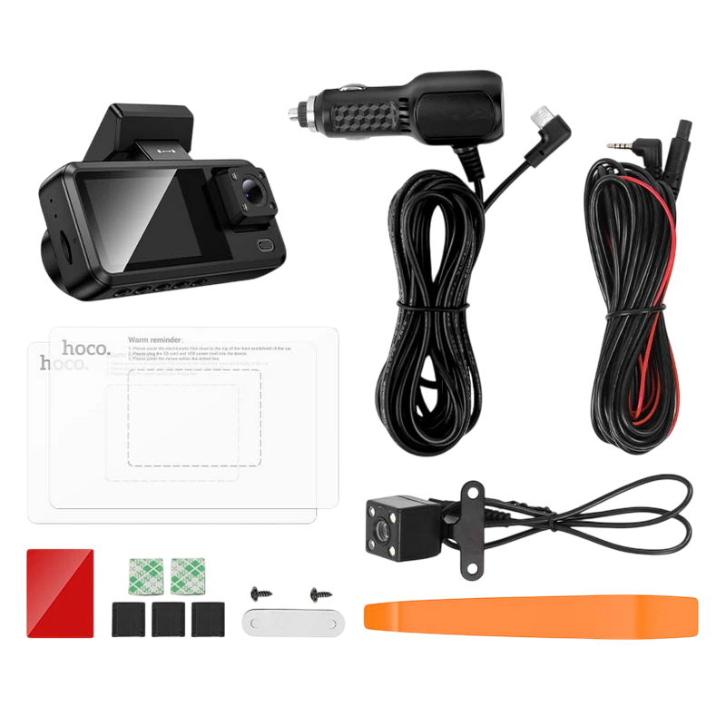Комплект видеорегистраторов передней и задней панели автомобиля hoco dv15, черный 7