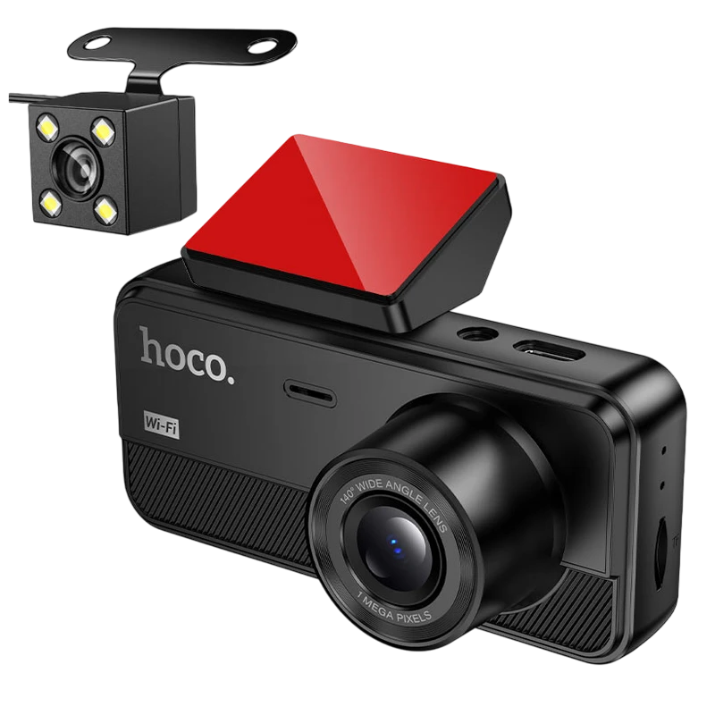 Комплект видеорегистраторов передней и задней панели автомобиля hoco dv15, черный 10