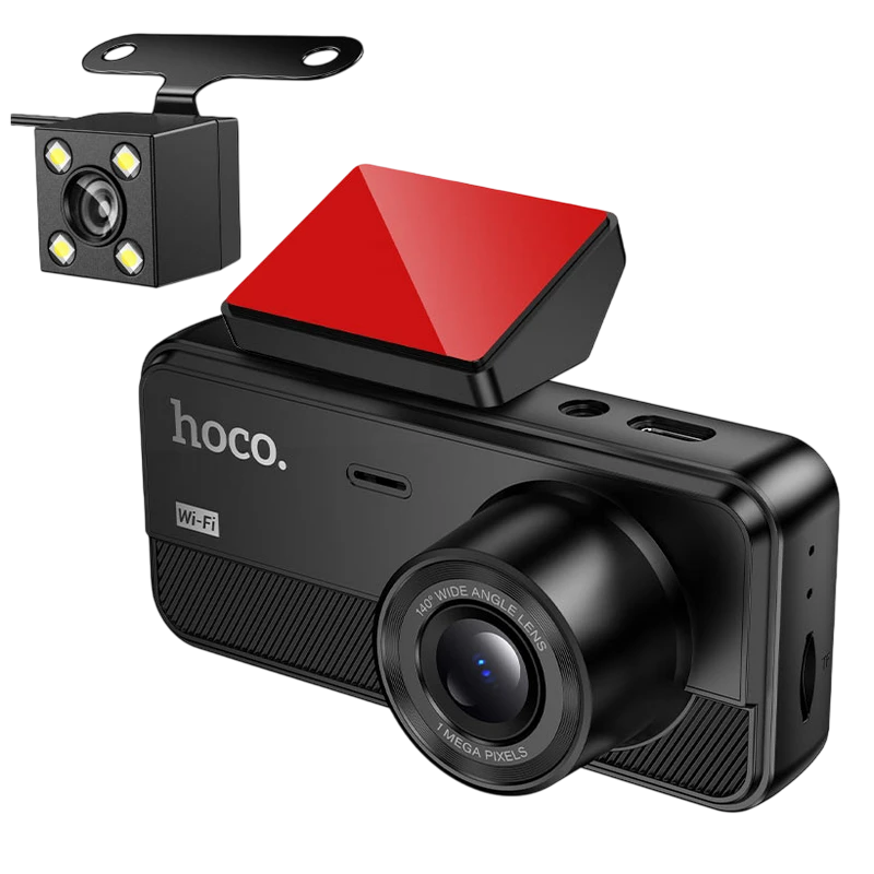 Комплект видеорегистраторов передней и задней панели автомобиля hoco dv15, черный 12