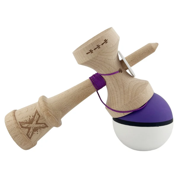 «kendama super sticky x original», rulment metalic, ața 62/65 cm, king size 7.5 x 6 x 18 cm, mov-alb 7