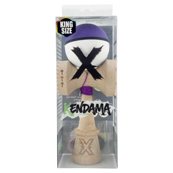 «kendama super sticky x original», rulment metalic, ața 62/65 cm, king size 7.5 x 6 x 18 cm, mov-alb 3