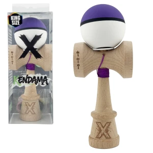 «kendama super sticky x original», rulment metalic, ața 62/65 cm, king size 7.5 x 6 x 18 cm, mov-alb Thumbnail 2