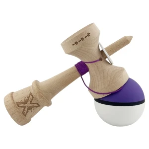 «kendama super sticky x original», rulment metalic, ața 62/65 cm, king size 7.5 x 6 x 18 cm, mov-alb Thumbnail 7