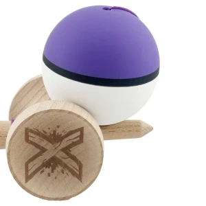 «kendama super sticky x original», rulment metalic, ața 62/65 cm, king size 7.5 x 6 x 18 cm, mov-alb Thumbnail 5
