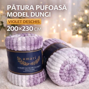 PATURA PUFOASA MODEL DUNGI, VIOLET DESCHIS, 200×230 CM (GE3457)