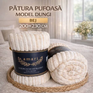 PATURA PUFOASA MODEL DUNGI, BEJ, 200×230 CM (GE3457)