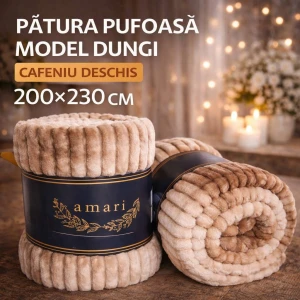 PATURA PUFOASA MODEL DUNGI, CAFENIU DESCHIS, 200×230 CM (GE3457)