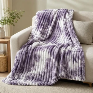 Patură pufoasă model linii, violet închis, 200×230 cm ge3456)