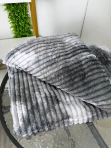 Patura pufoasa model dungi, gri inchis - gri deschis, 200×230 cm (ge3457) Thumbnail 2