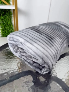 Patura pufoasa model dungi, gri inchis - gri deschis, 200×230 cm (ge3457) Thumbnail 3