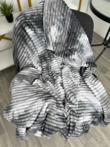 Patura pufoasa model dungi, gri inchis - gri deschis, 200×230 cm (ge3457)