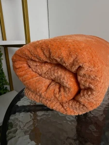 Patura groasa cu blanita, portocaliu - alb, 200×230 cm (ge3453) Thumbnail 3