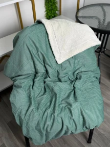 PATURA PUFOASA CU BLANITA, VERDE MENTA - BEJ, 200×230 CM ( GE3454 )