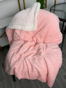 Patura groasa cu blanita, roz  - alb, 200×230 cm ( ge3453 ) Thumbnail 1