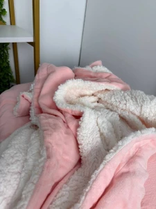 Patura groasa cu blanita, roz  - alb, 200×230 cm ( ge3453 ) Thumbnail 2