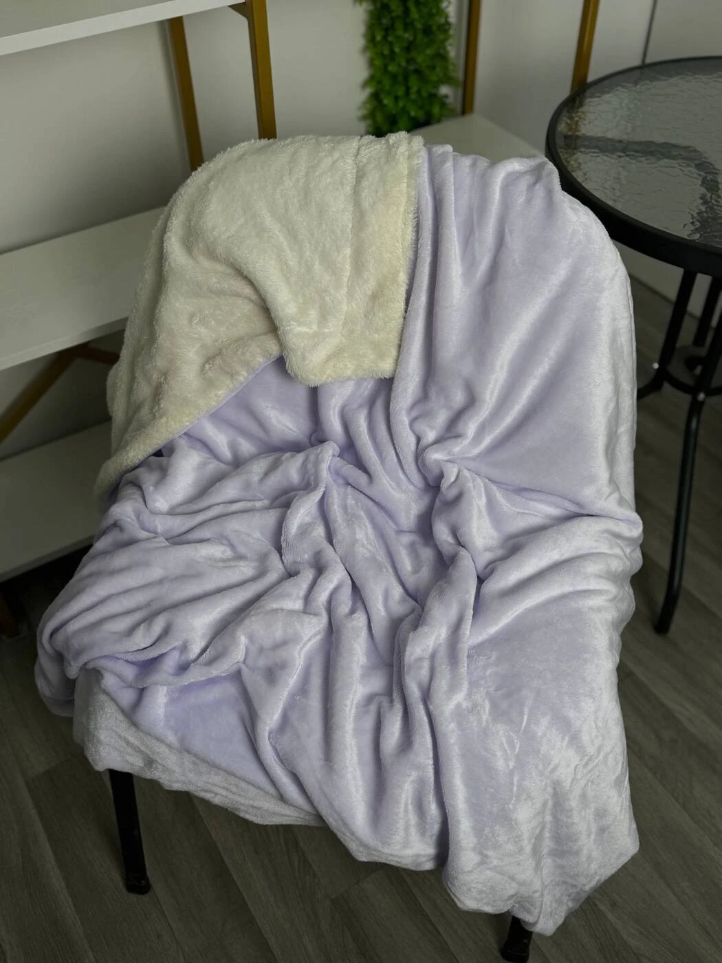 Patura pufoasa cu blanita, violet deschis - bej, 200×230 cm ( ge3454 ) 4
