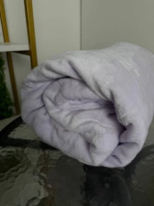 Patura pufoasa cu blanita, violet deschis - bej, 200×230 cm ( ge3454 ) Thumbnail 2