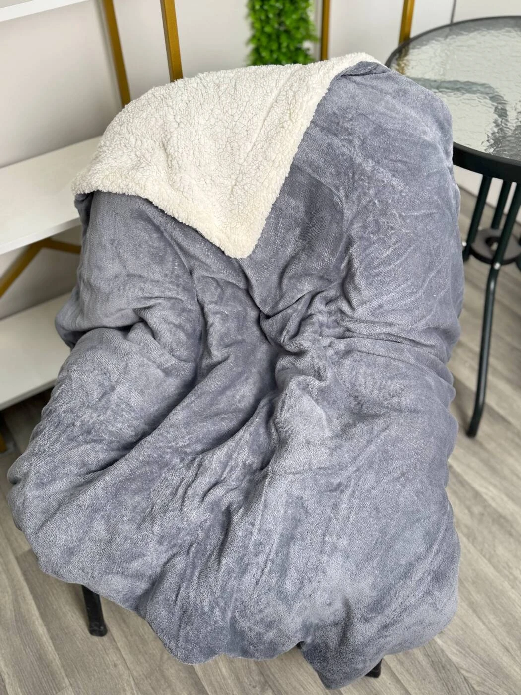 Patura groasa cu blanita, gri grafit - alb, 200×230 cm ( ge3453 ) 4