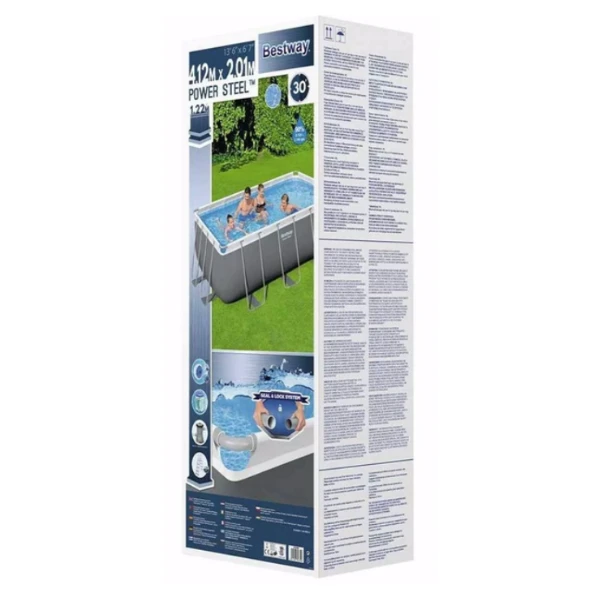 Bestway piscină power steel 412x201x122cm, 8124l, carcas metal 8