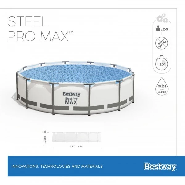 Bestway piscină steel pro max 427х122 cm, 15232 l, cadru metalic 9