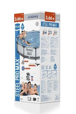 Bestway piscină steel pro max 366х76 cm, 6473 l, cadru metalic 7
