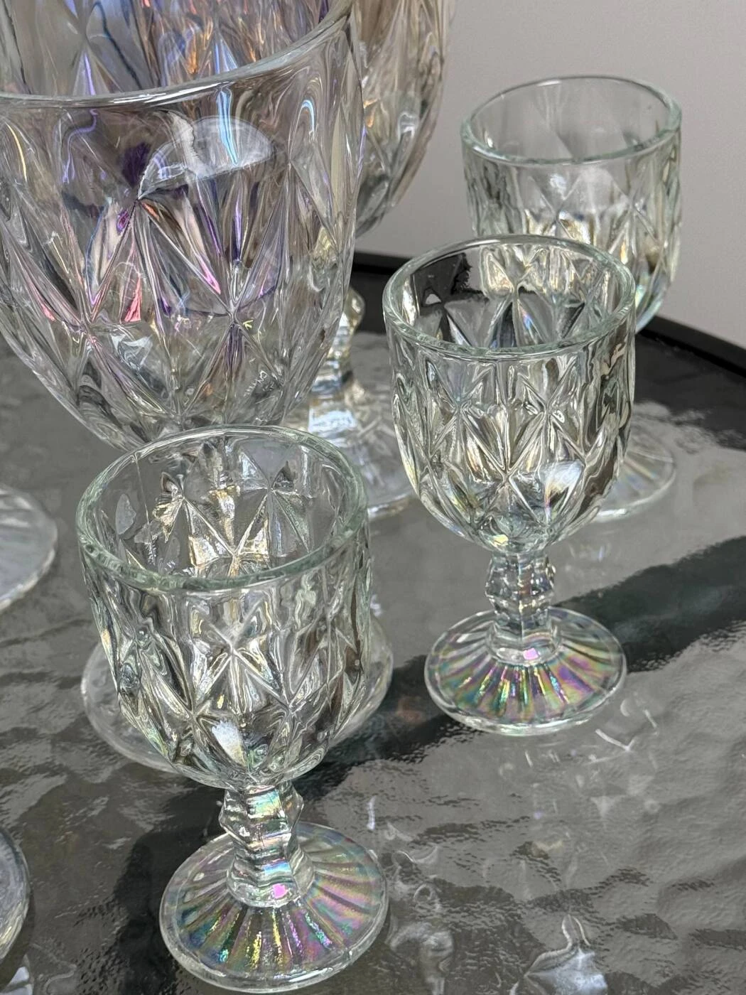 Set 12 pahare din sticla cu reflexii irizate, model chameleon, 320 ml + 50 ml (blb-003) 3