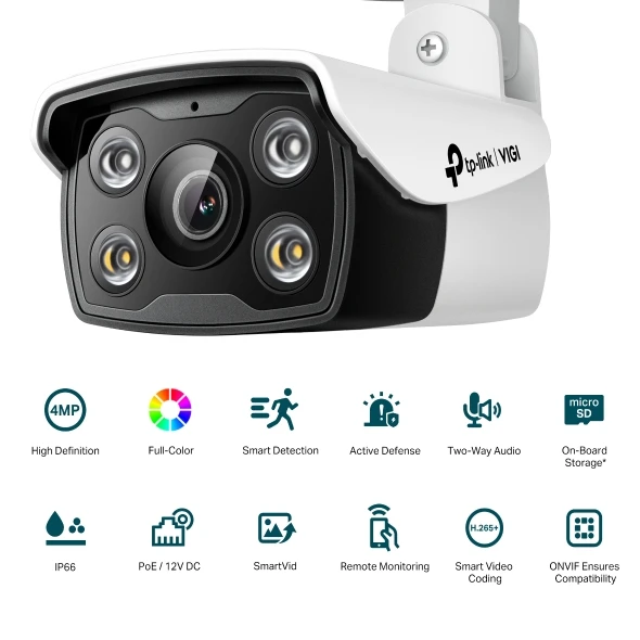 Ip turret camera tp-link vigi c340 ,4mp 4 мм  full-color outdoor bullet network camera 2