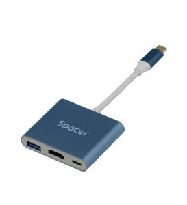Docking station spacer universal 3 in 1, conectare type-c usb 3.1, usb 3.0 x 1, porturi video hdmi x 1, suporta pana la 4k (30hz),pd 3.0 pana la 87w, Thumbnail 2