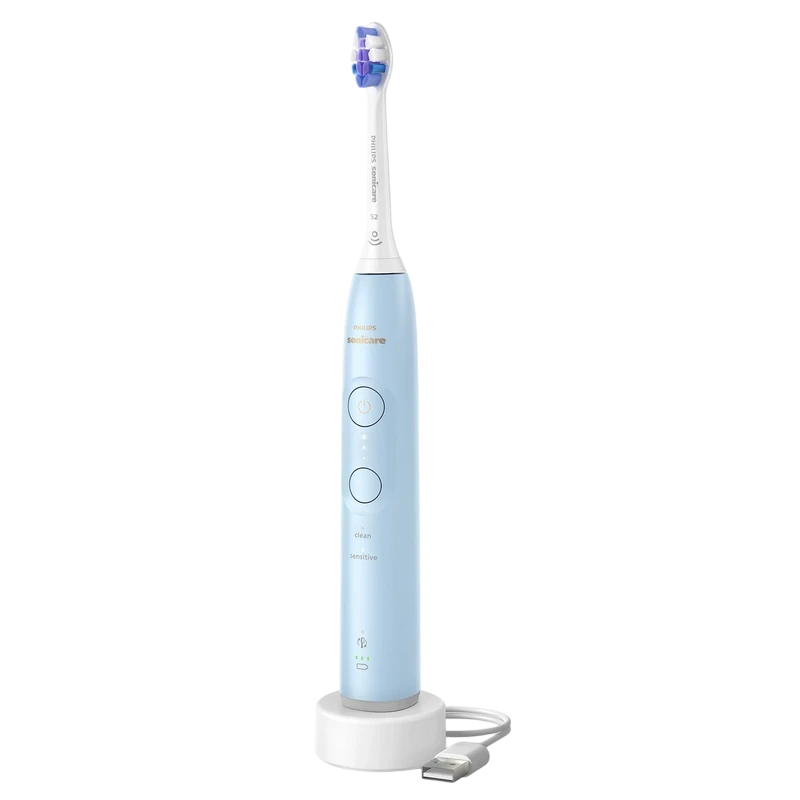 Электрическая звуковая зубная щетка philips hx7406/01, голубой 3