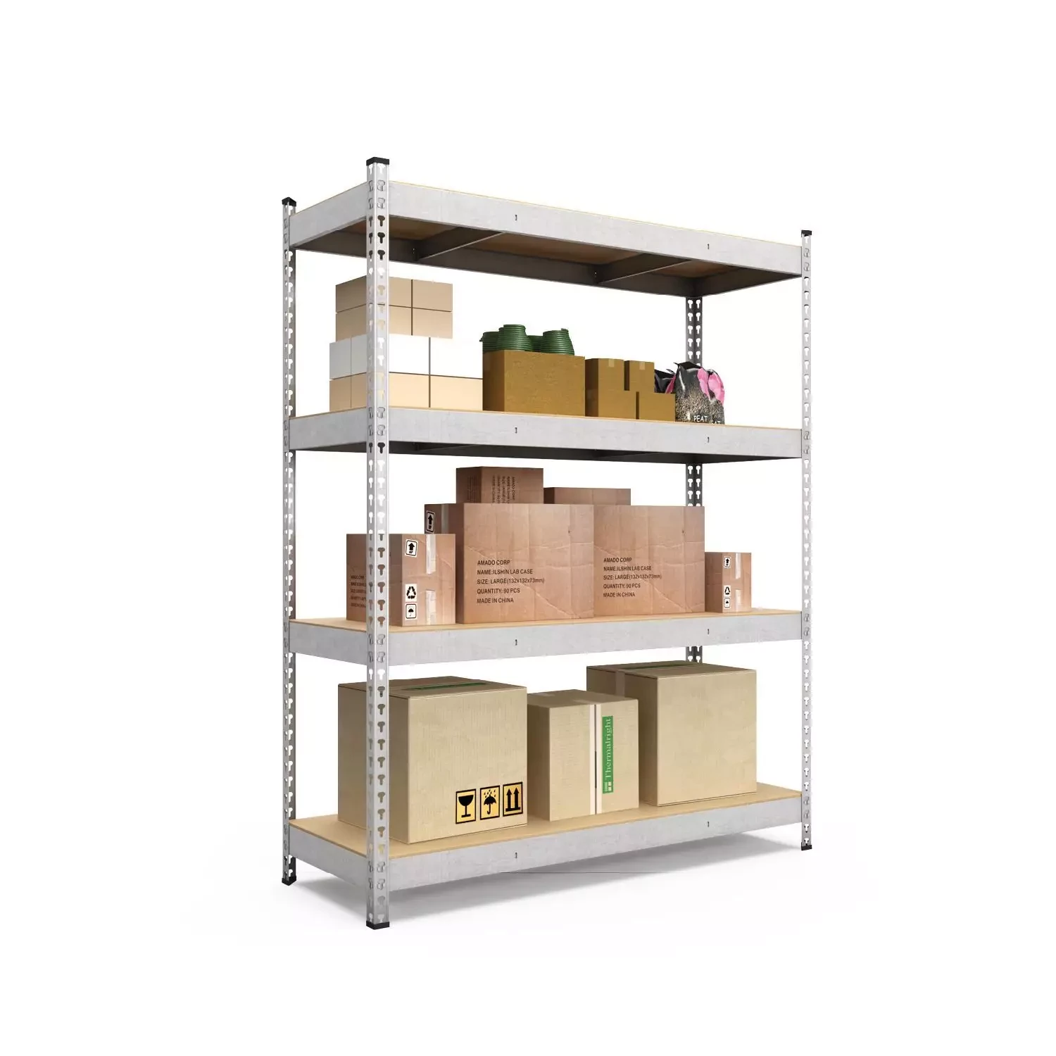 Raft metalic de depozitare nex titan 1800x1600x600 mm, 4 rafturi pal, galvanizat 3